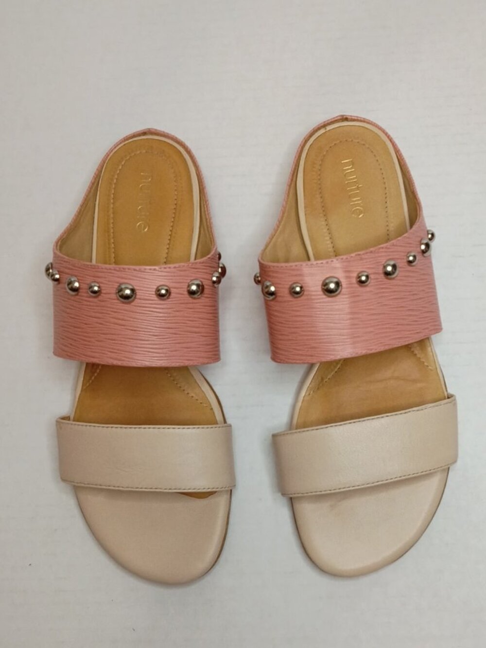 Nurture Cassandrah Studded Slide Sandals Pink Cream Women’s 8M - Picture 3 of 10